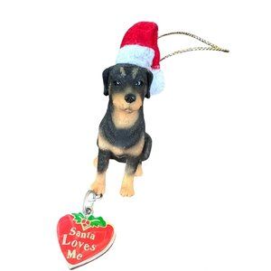 Vintage 90's Ganz Rottweilier Christmas Ornament Dog New Santa Loves Me …